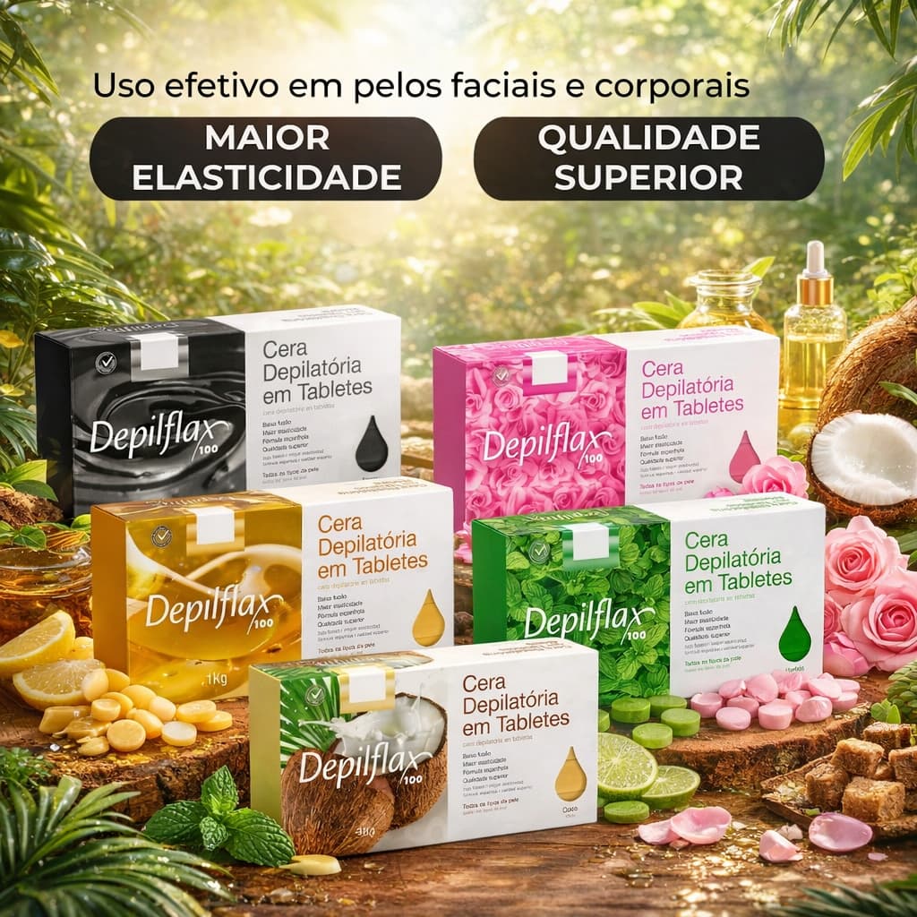 Cera Depilatória Depilflax 1kg em Tabletes – Profissional, Depilação Quente, Alta Aderência, Facial e Corporal