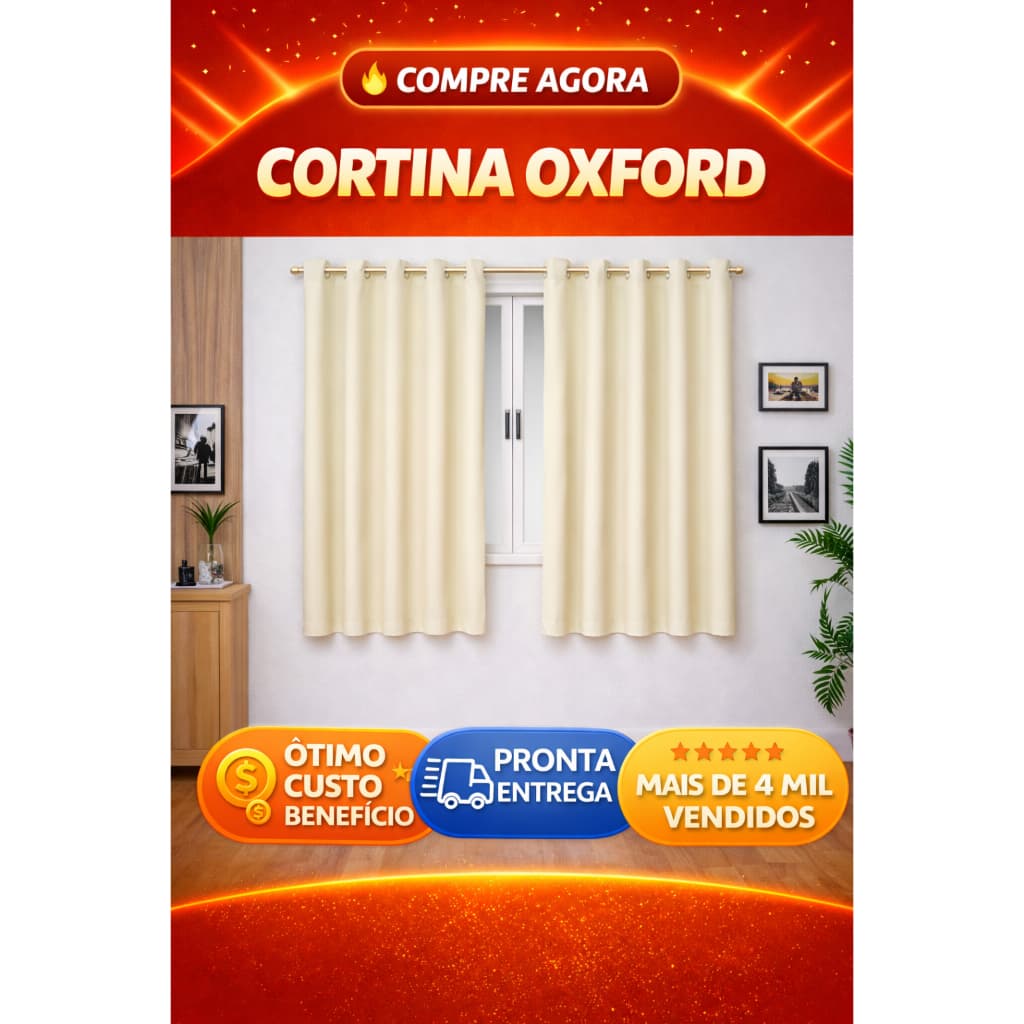 Cortina Roma Oxford Lisa Tecido Grosso para Janela 3,00x1,60 Envio Imediato Varias Cores