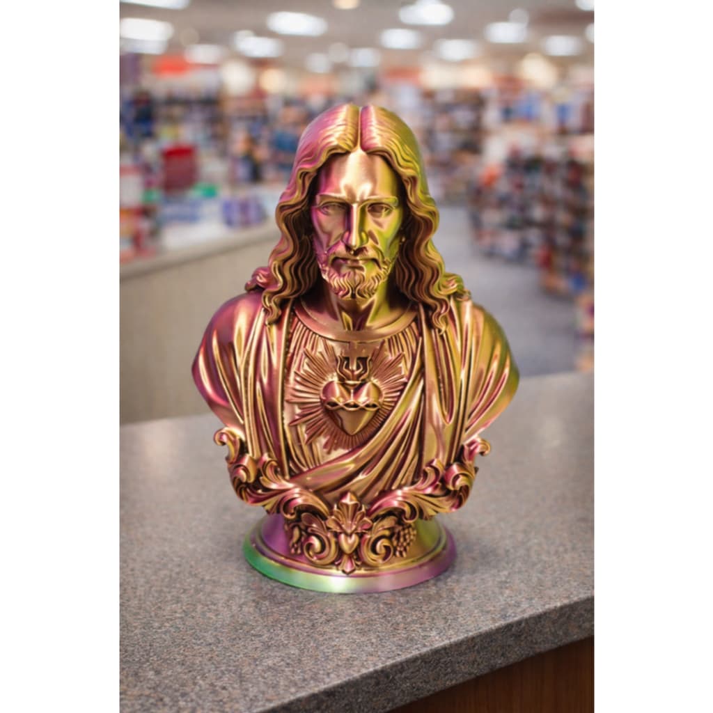 Busto de Jesus Cristo Sagrado Coração Imagem Religiosa Decorativa Escultura