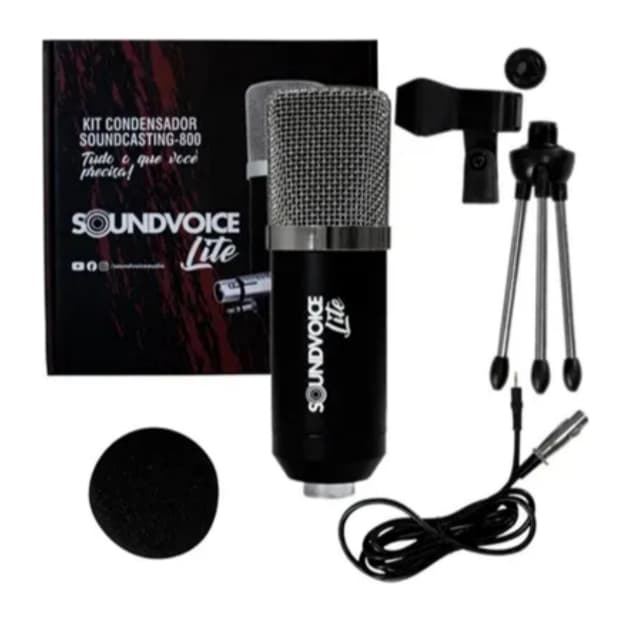 Kit Microfone Condensador Profissional Soundcasting-800