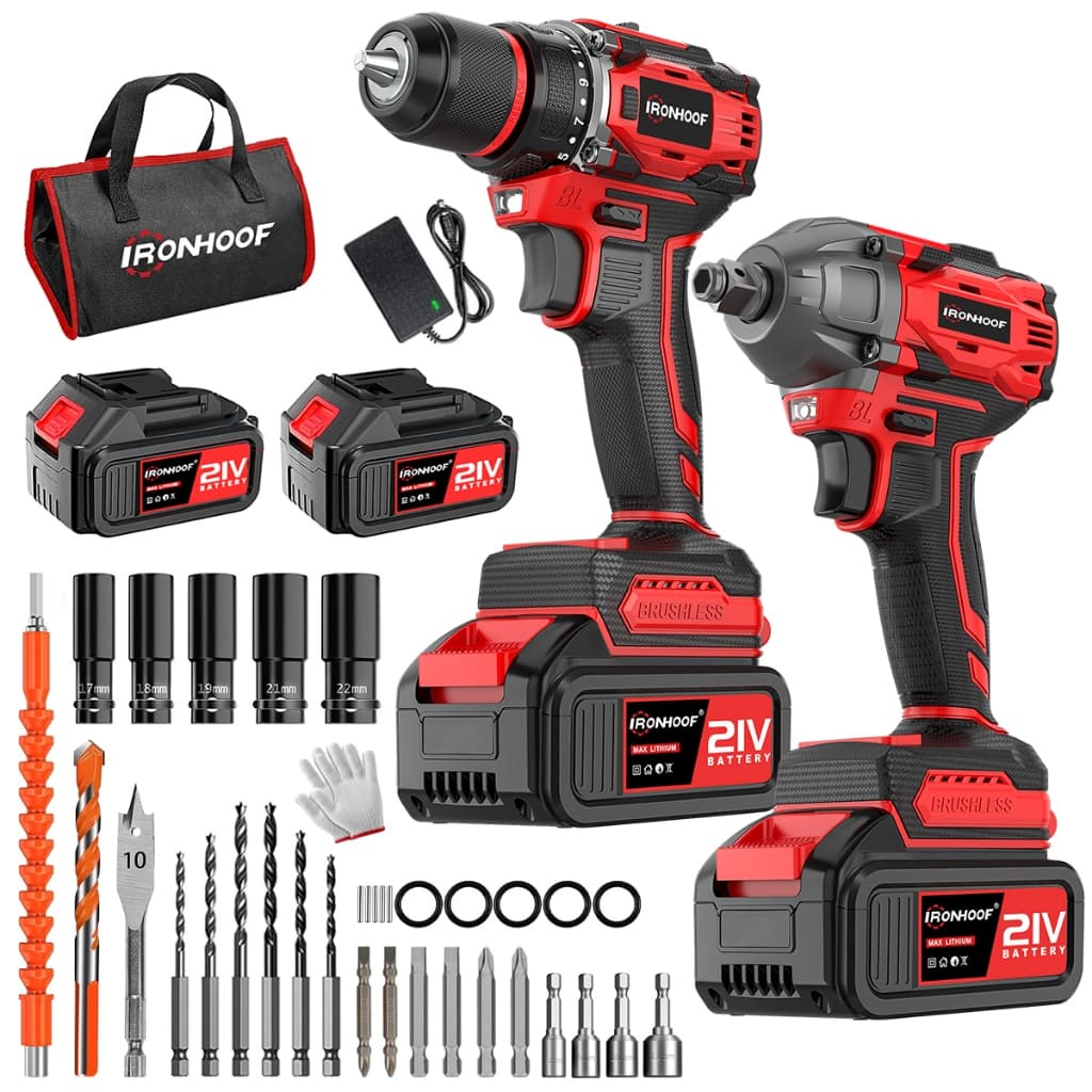 Kit 2 Parafusadeira Furadeira Chave De Impacto Brushless 2 Baterias