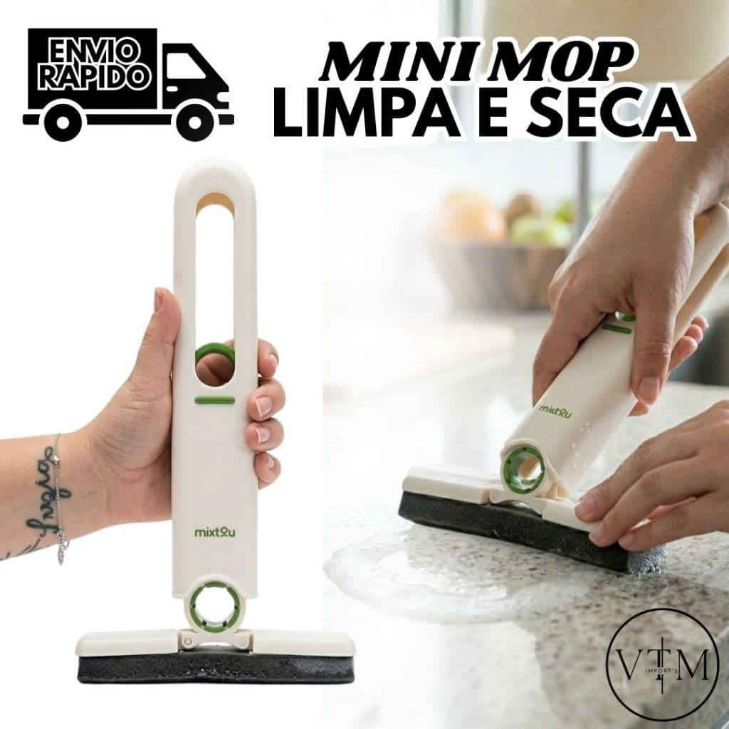 Mini Mop Verde Portátil Limpeza Rápida Remove Sujeira Para Casa Cozinha Banheiro Ideal Para Donas de Casa e Uso Diário