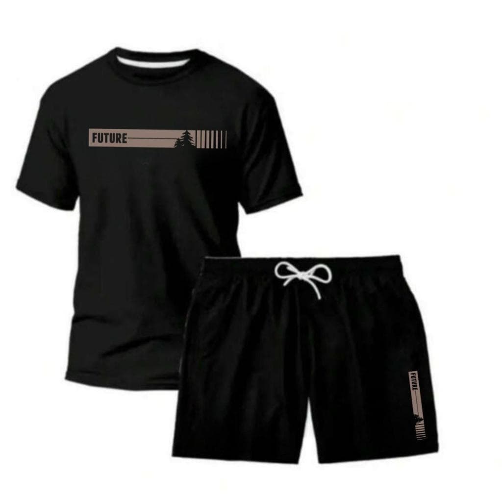 Conjunto Masculino Camiseta em Algodão + Shorts Shorts Mauricinho em Tactel Estampa Future