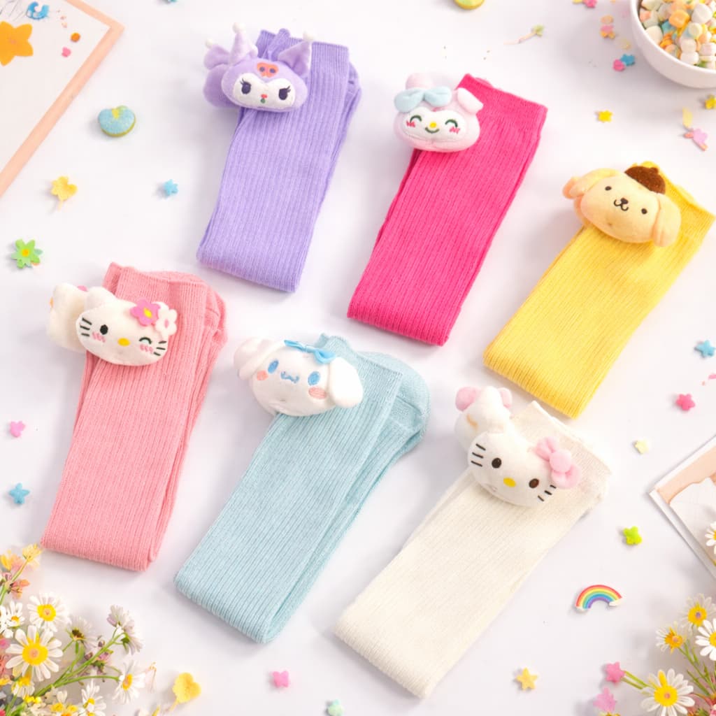 Meias Malucas Divertidas Turma da Hello Kitty  3D Cano alto estilo Coreano kawaii