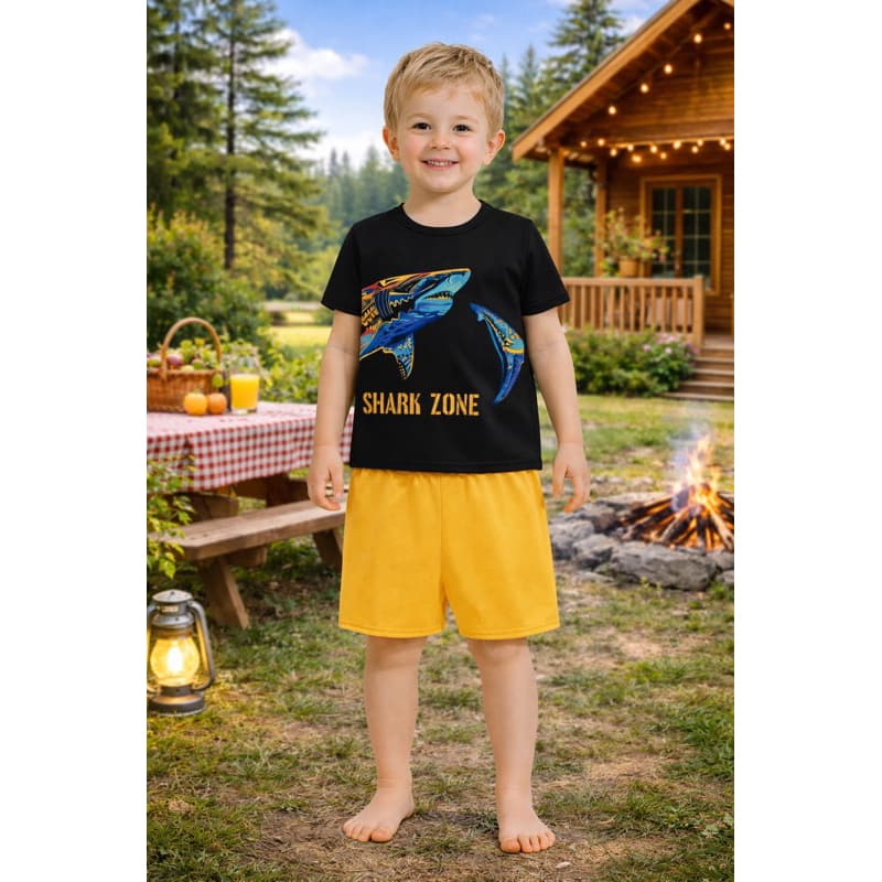 Conjunto Infantil Menino Kyly Tubarão Verão - Tam 4 ao 8