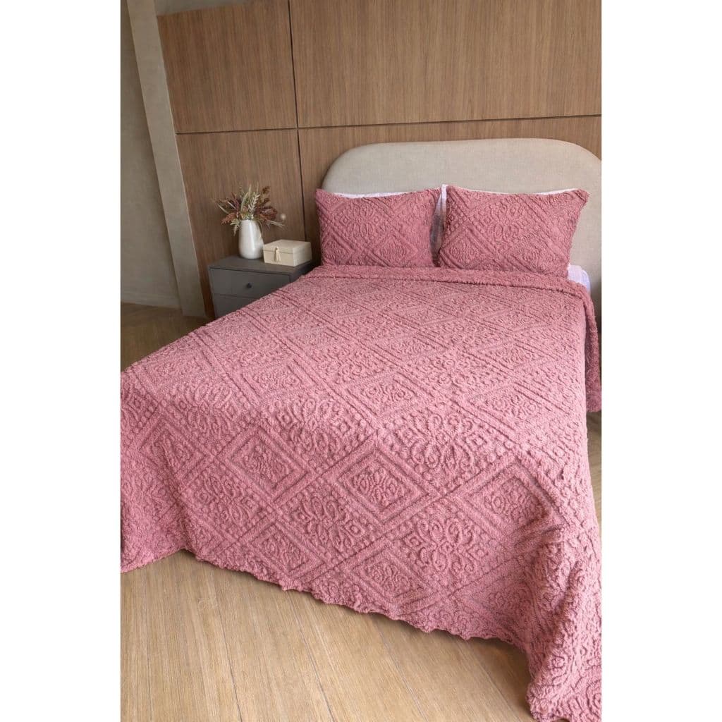 Colcha Jacquard Casal 2,50mx2,20m + 2 Fronhas Luxo | Cobertor Elegante Texturizado Premium