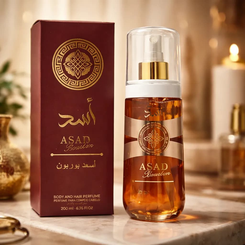 Asad Bourbon Afeer 200ml Body and Hair Perfume para Corpo Masculino Uso Diário