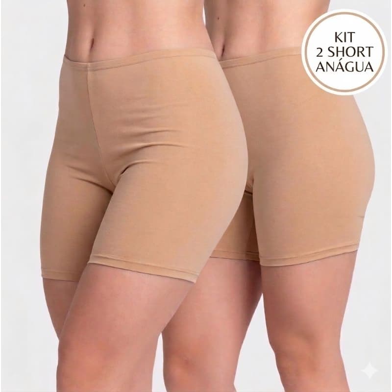 KIT 2 Short Anágua Segunda Pele não Marca Confortável Para Saia e Vestidos