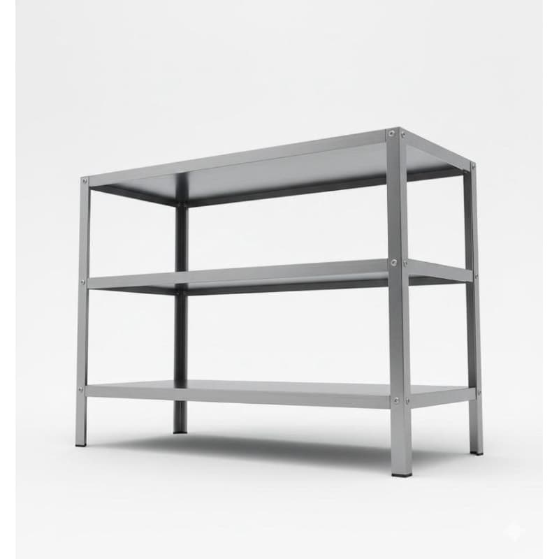 Mesa Industrial Aço Galvanizado 90x30x85cm Reforçada 3 Prateleiras Profissional Cozinha Comércio Resistente