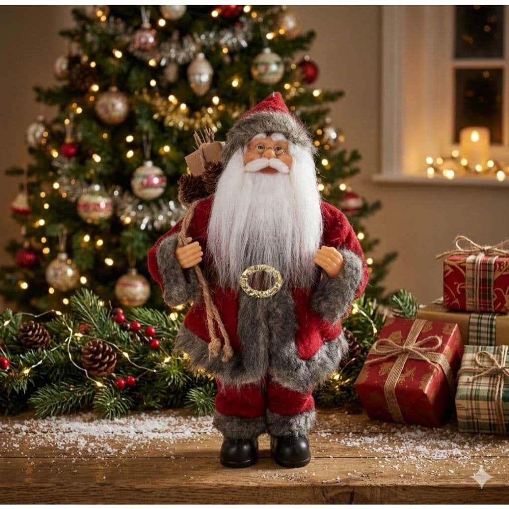 Papai Noel 30 cm Em Pé Enfeite Natalino Decoração Presente Festas Natal Boneco Decorativo
