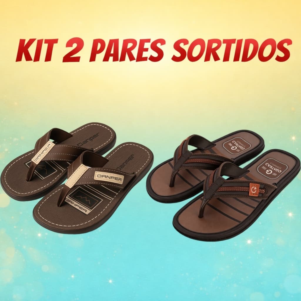 Combo 2 Pares Chinelo Masculino Confortável Macio Sandália Conforto Antiderrapante Reforçado Leve