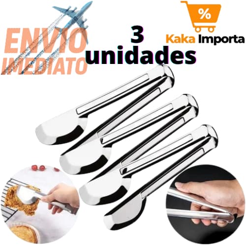 Kit 03 Pegadores universal 20cm Inox Utensílios para Cozinha Pegador de Massa, Salada, Frios, etc.