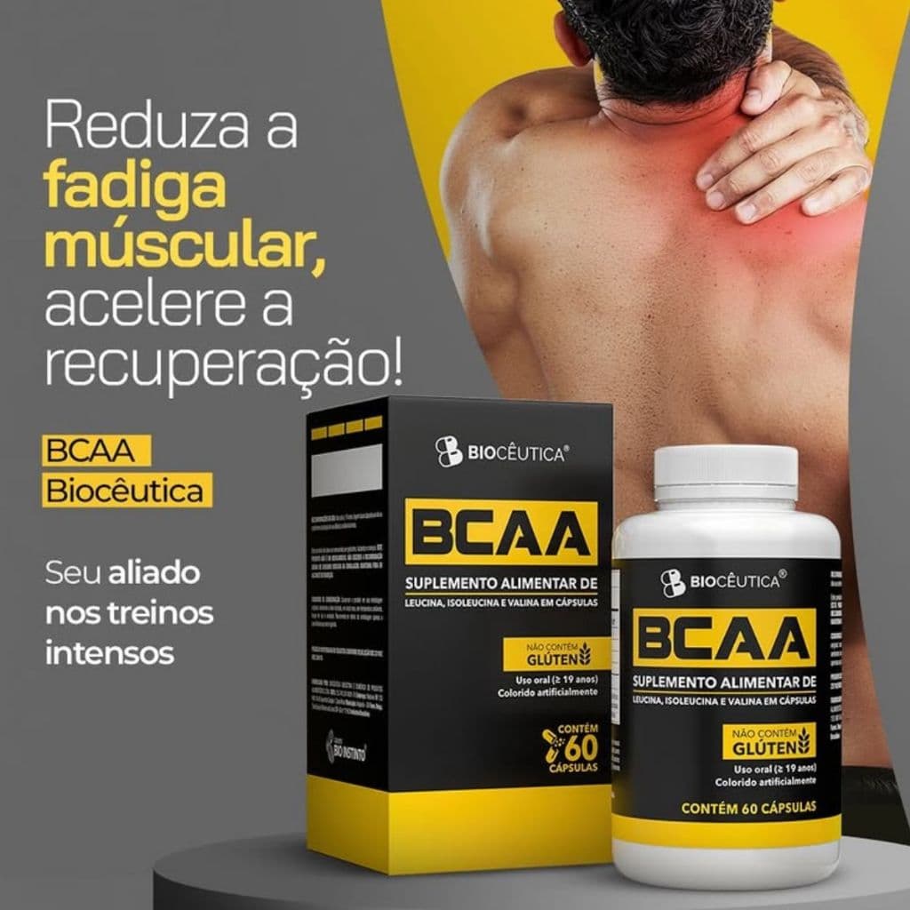 Suplemento Alimentar 60 Cápsulas BCAA Leucina Isoleucina Valina