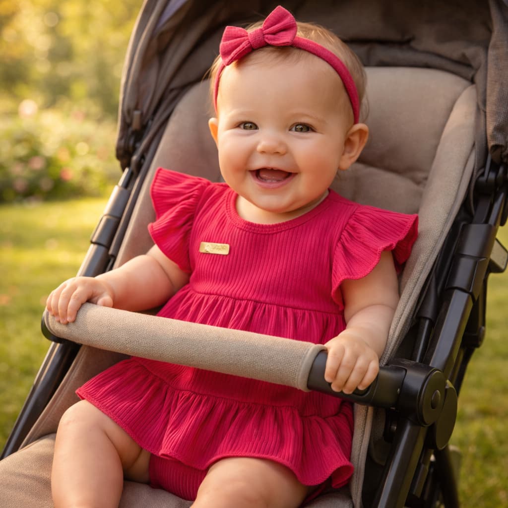 Vestido de Bebê Menina Recém Nascida para Passeio Mêsversário Com Calcinha Estiloso