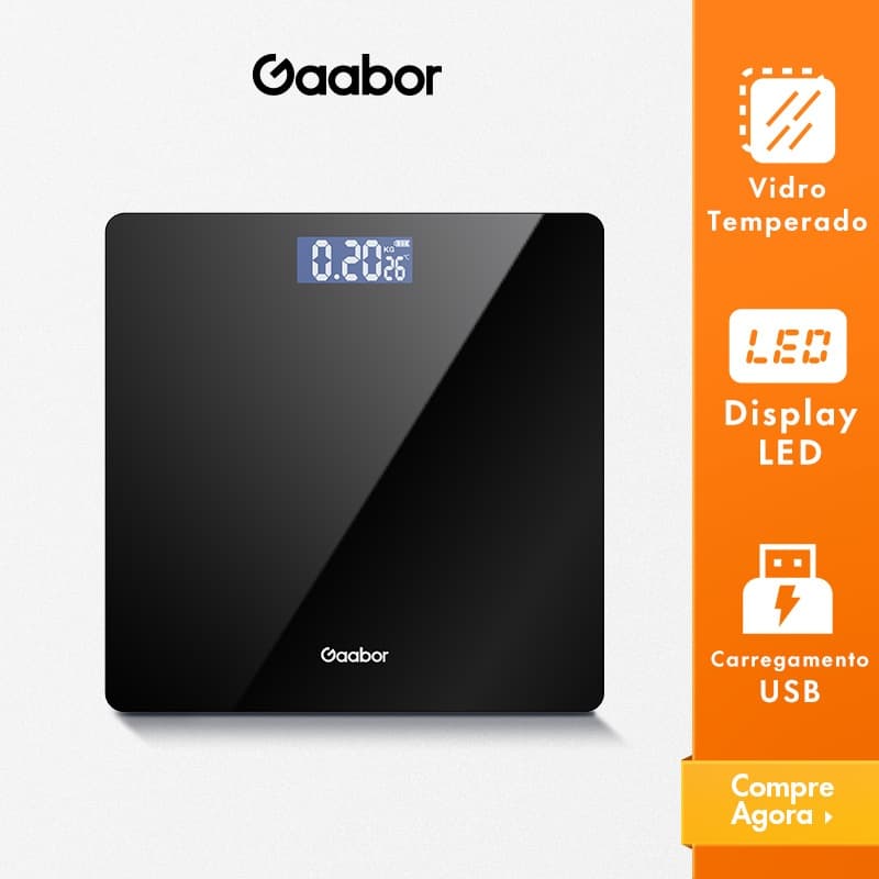 Gaabor Balança Digital  com Display LED HD Até 180kg Carregamento USB Preto/Verde GWS-M01A