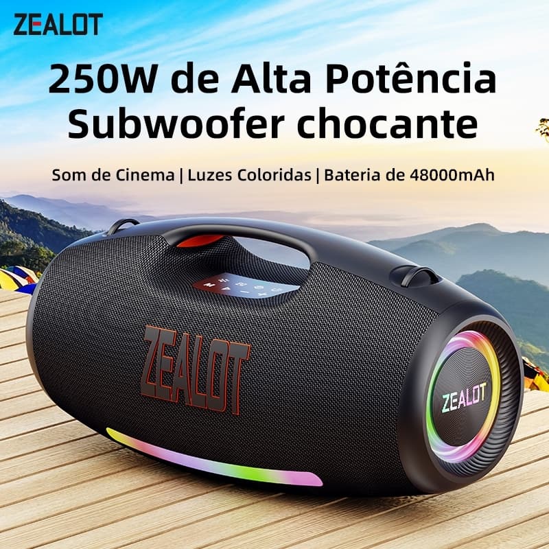 【Envio Imediato/Radiadores novos】TWS250W,48000mAH,Caixa de Som Bluetooth ZEALOT-S89 Boombox