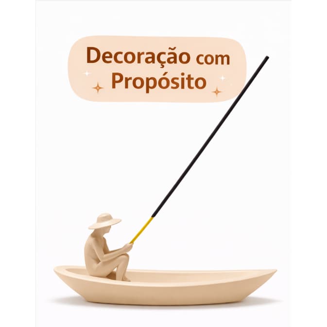 Porta Incenso Decorativo Barco  Pescador – Suporte Incensário  Estilo Zen para Sala ou Meditação