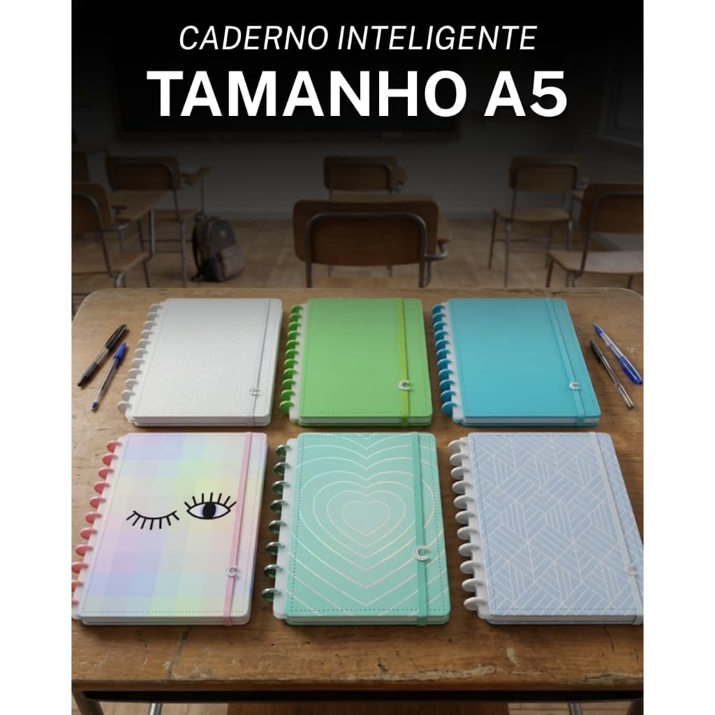 Caderno Inteligente All blue, all green, eyeconic, ice blue, ice grey, turquoise love - TAMANHO A5