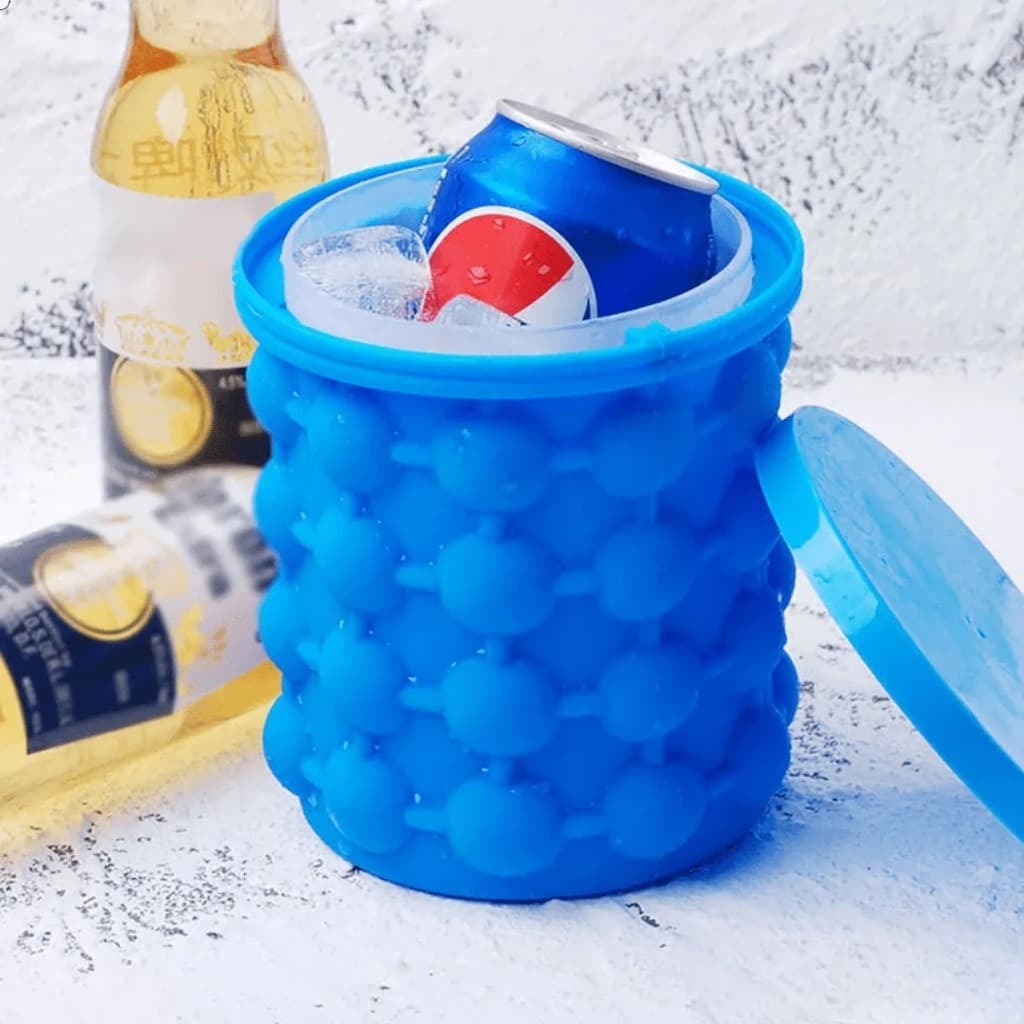 Mini Balde de Gelo Silicone Térmico Gelar Lata Gelo para Bebidas de Festas Calor Prático