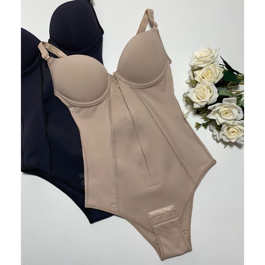Body Modeladora Alta Compressão - Cintura Fina, Suporte, Redutora, Modela, Fechamento em Zíper, Body Shaper | 40 a 46