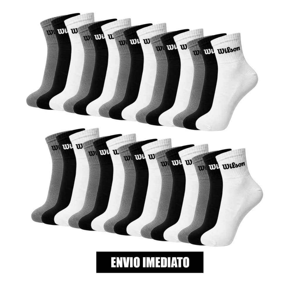 Kit 15 ou 30 pares de meia canelada Wilson cano curto original