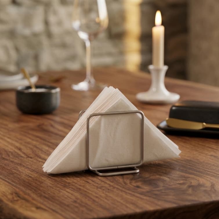 Porta Guardanapos Suporte Apoio de Papel Aço Mesa Restaurante Lanchonete Níquel