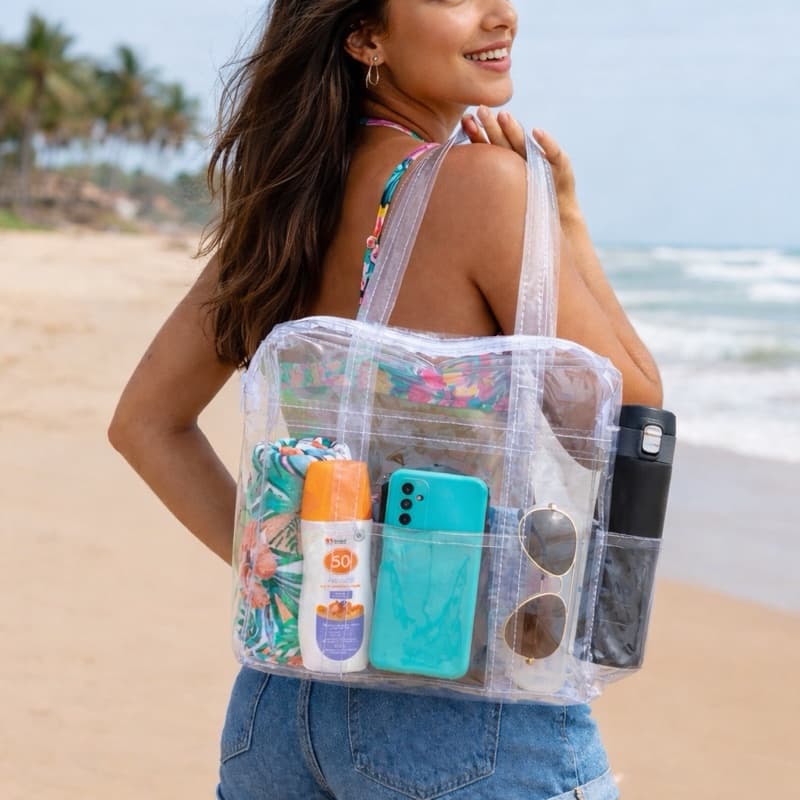 Sacola Transparente Bolsa PVC Jumbo Pequena Presidio Praia Maternidade Reforçada