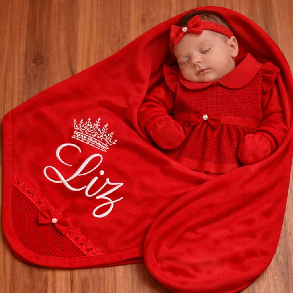 Saída de Maternidade Para Menina Personalizada 5 Peças 100% Algodão