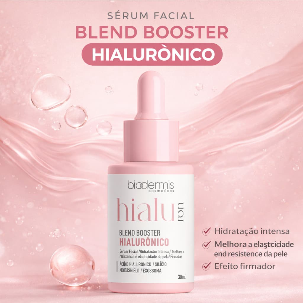 Sérum Ácido Hialurônico Hialuron Biodermis 30ml Booster Hidratação Intensa Silício e Efeito Firmador