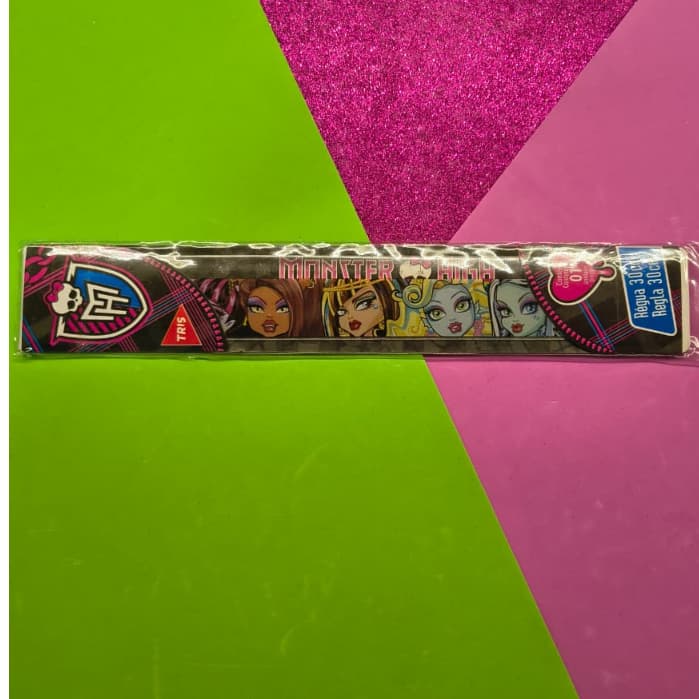 Régua Monster High Monstrinhas - Grande 30 cm - Plástico Rígido - Vintage