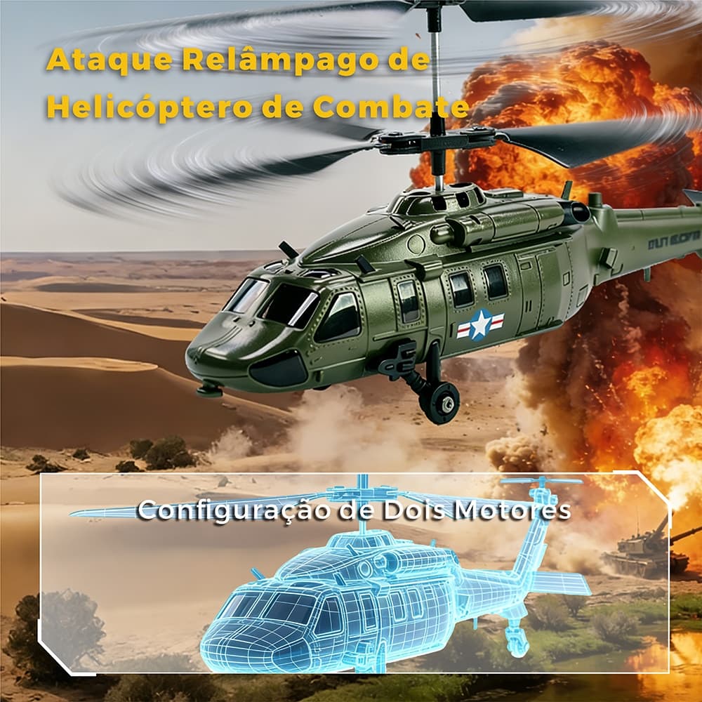 DLI Simulação de Helicóptero Black Hawk Aeronave De Controle Remoto Bateria Recarregável