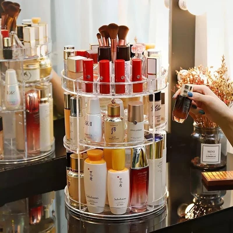 Organizador De Maquiagem Giratório 360º Acrílico Organizador Make,para Batons, Perfumes e Loções
