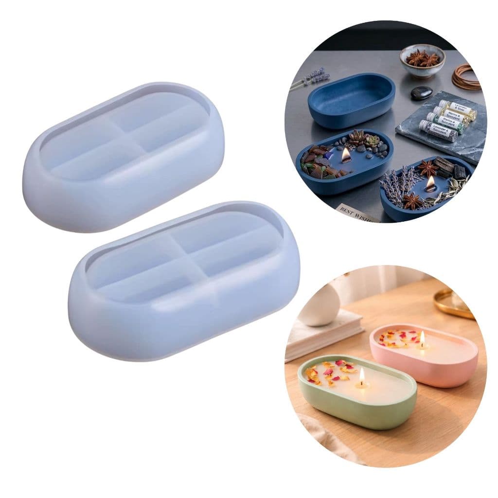 Forma De Silicone Porta Joias Oval Organizador Para Gesso E Resina Premium 15,5cm