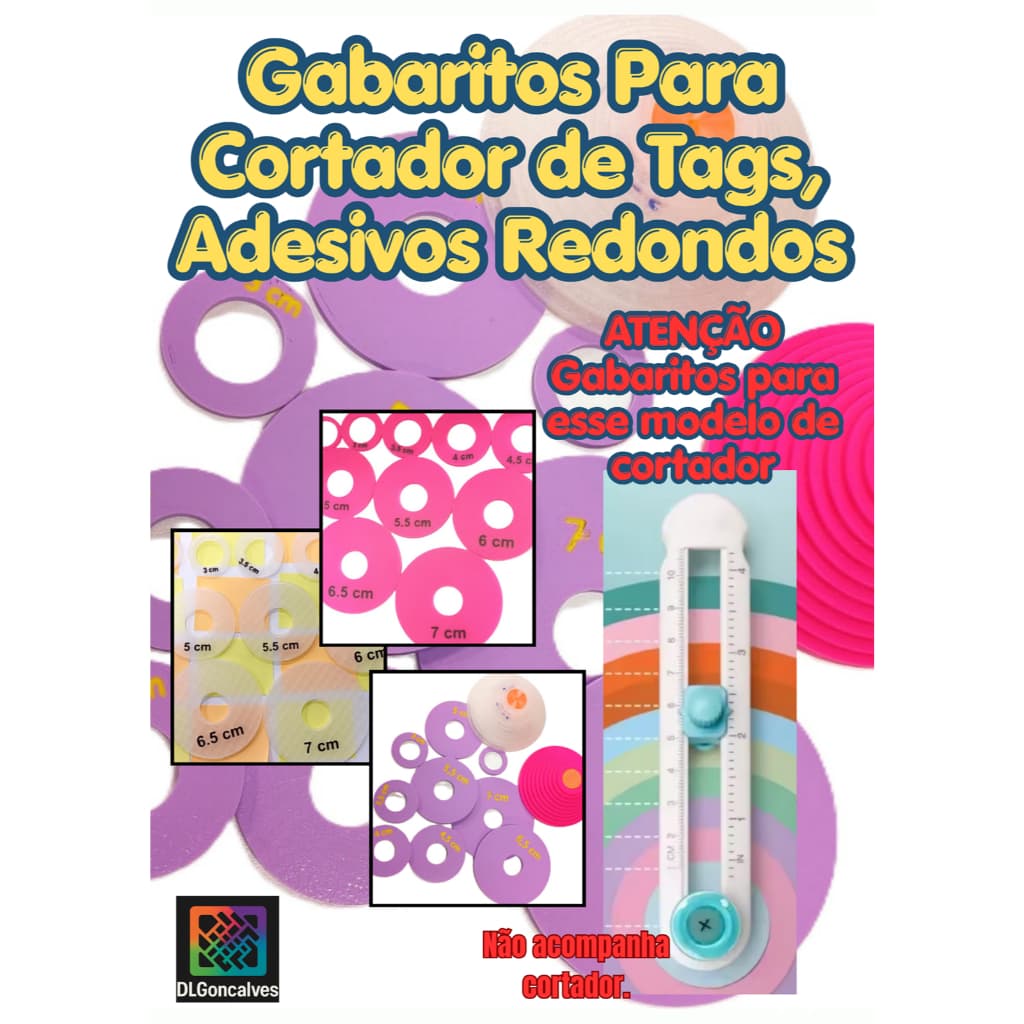 Kits com 8, 10 ou 16 Gabaritos de Plástico, Para o modelo de cortador demonstrado na imagem.