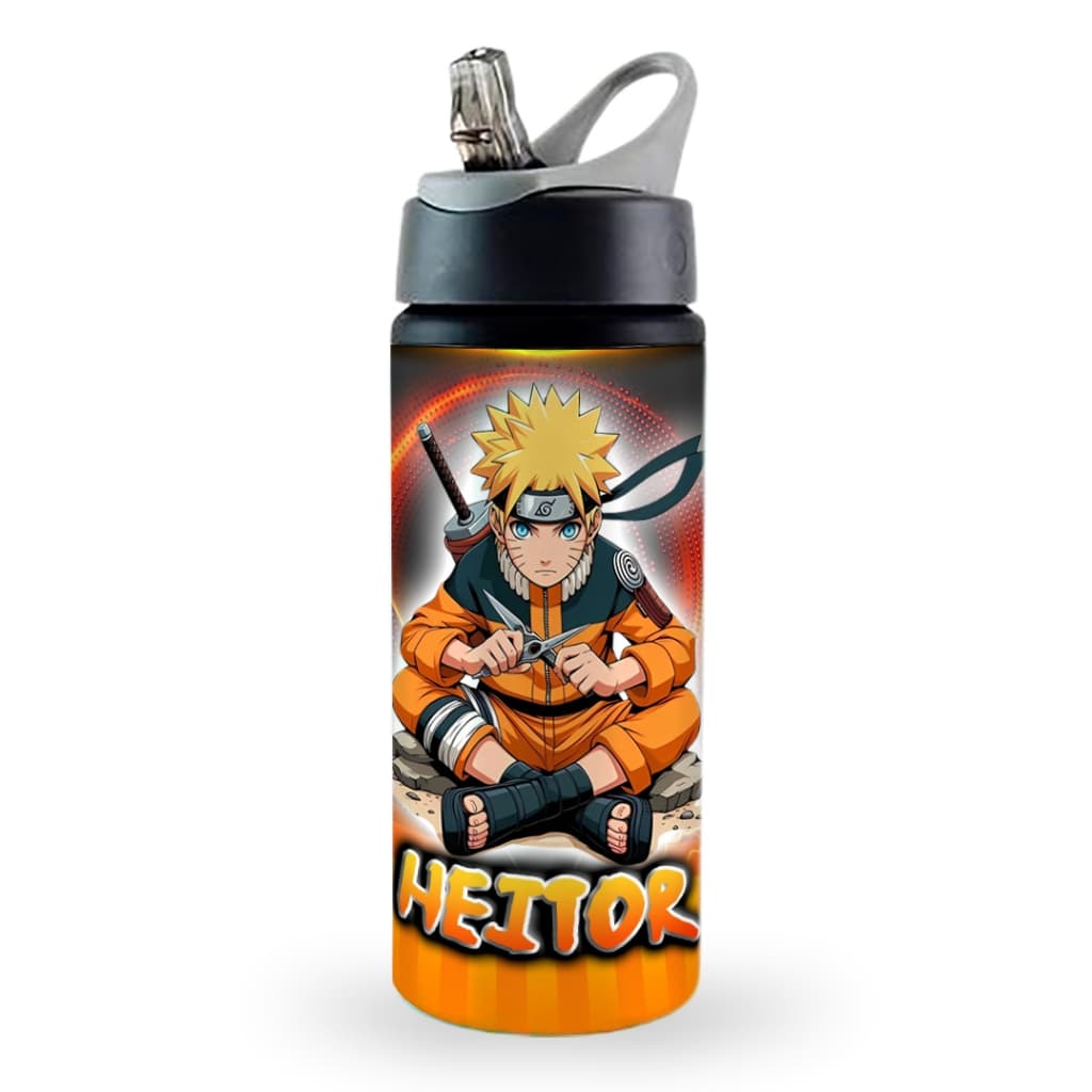 Garrafa squeeze escolar alumínio Naruto personalizada com nome