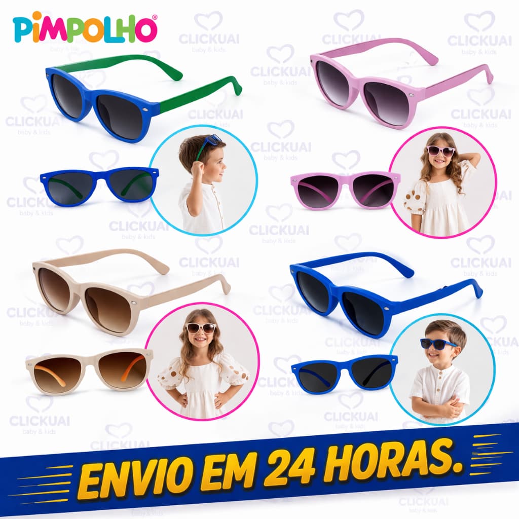 Óculos infantil 2+* anos com proteção UV Original para sua criança e babe  Pimpolho