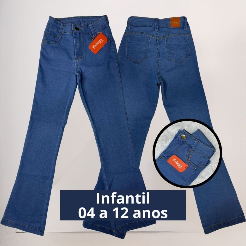 CALÇA FLARE Jeans Infantil Juvenil Meninas 4 a 12 Boca sino larga elastano confortável BOIADEIRA