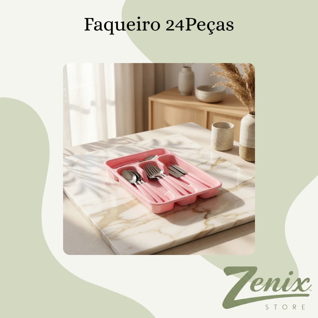 Jogo Talheres Inox Rosa Completo Gaveteiro Organizador Pratico Design Moderno Alta Qualidade
