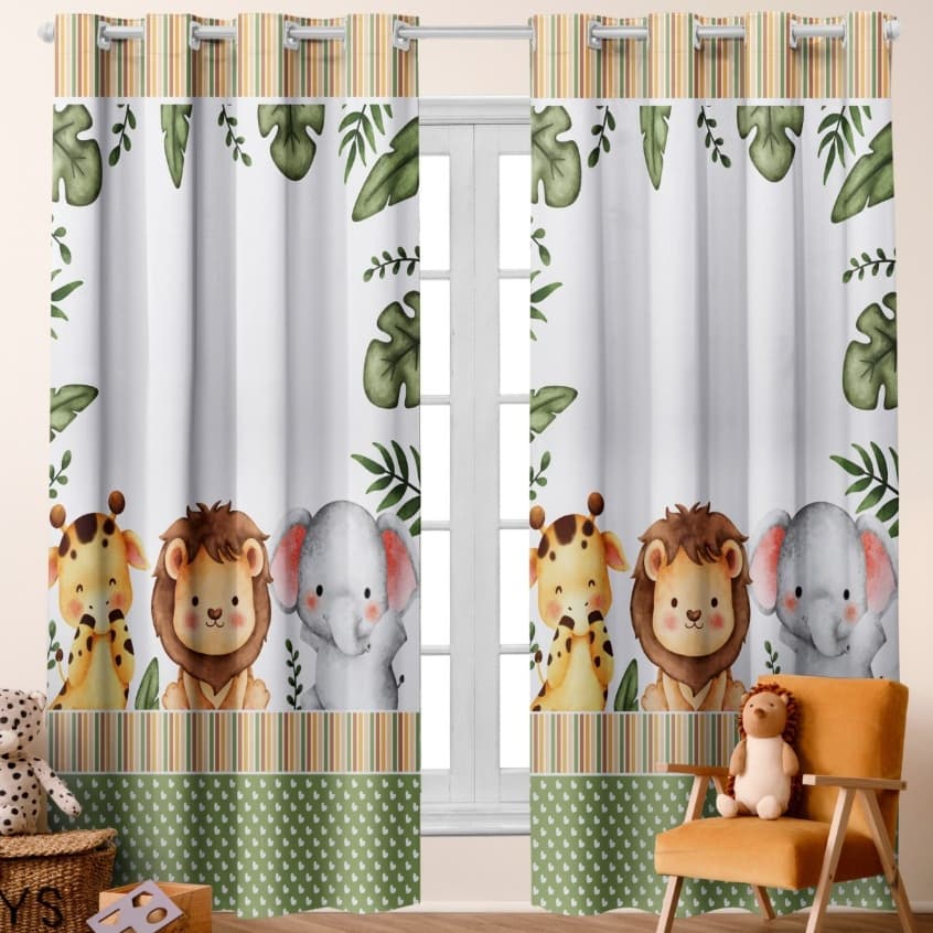 Cortina Decorativa Infantil 3x2,2m - Estampada para Quarto Baby, Menina ou Menino