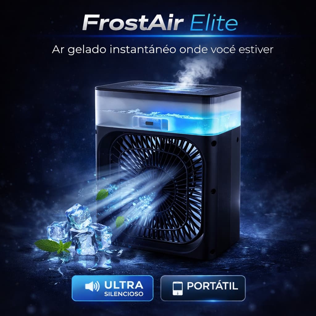 Ventilador Climatizador Portátil Compacto USB Recarregável Silencioso Preto