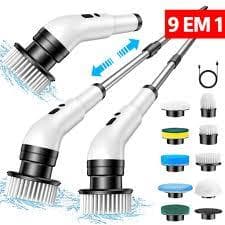 Escova De Limpeza Elétrica P/ Casa Multiuso Sem Fio Portátil 9 em 1