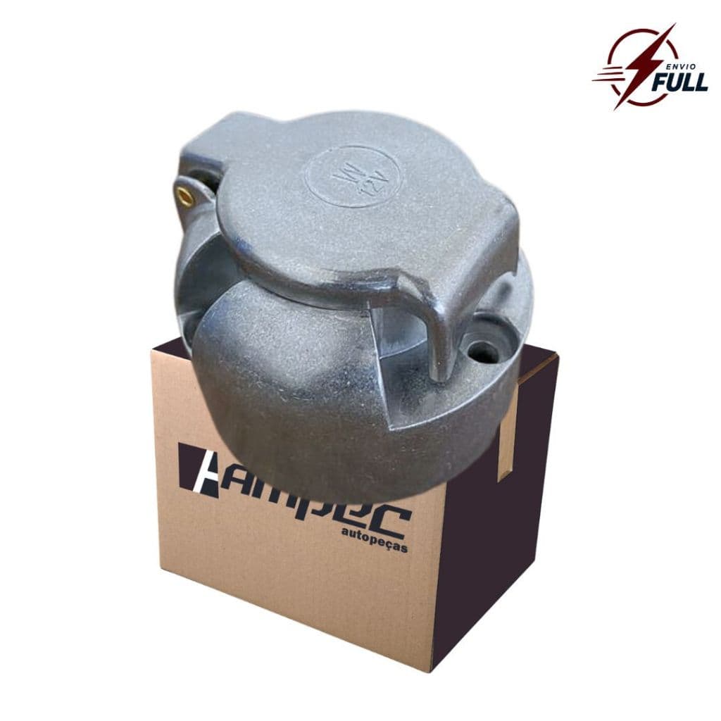 Tomada Plug Elétrica Fêmea 6 Polos Metal Alumínio Reboque Engate Carreta Carretinha