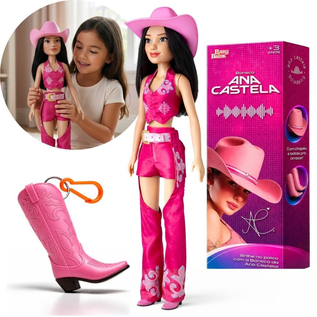 Boneca Ana Castela Original Boiadeira Chapeu + Brinde