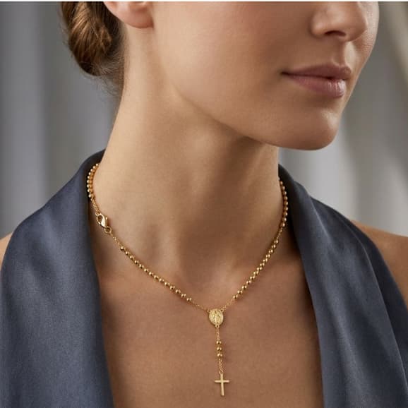 Colar Terço Nossa senhora banhado a Ouro 18k