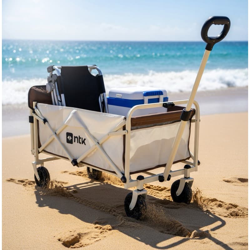 Carrinho Dobrável Portátil Transporte Praia Camping Carga Reforçado Até 80kg Com Rodas