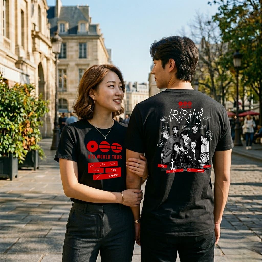 Camiseta Basica e OVERSIZED Bts World Tour Arirang Bangtan Boys We Are Kpop Graphic Tee Unissex