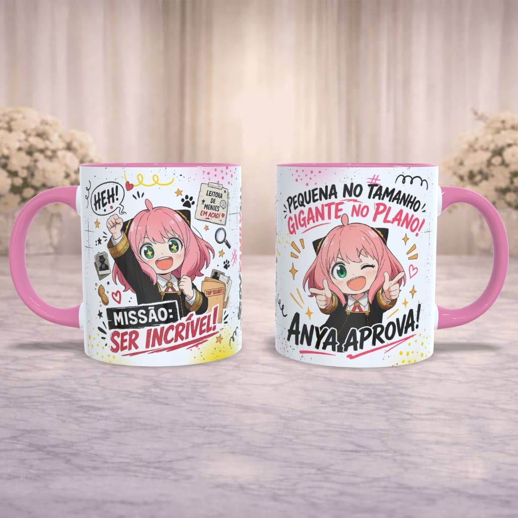 Caneca Anya Spy x Family Anime Frases Otaku Presente Geek 325ml