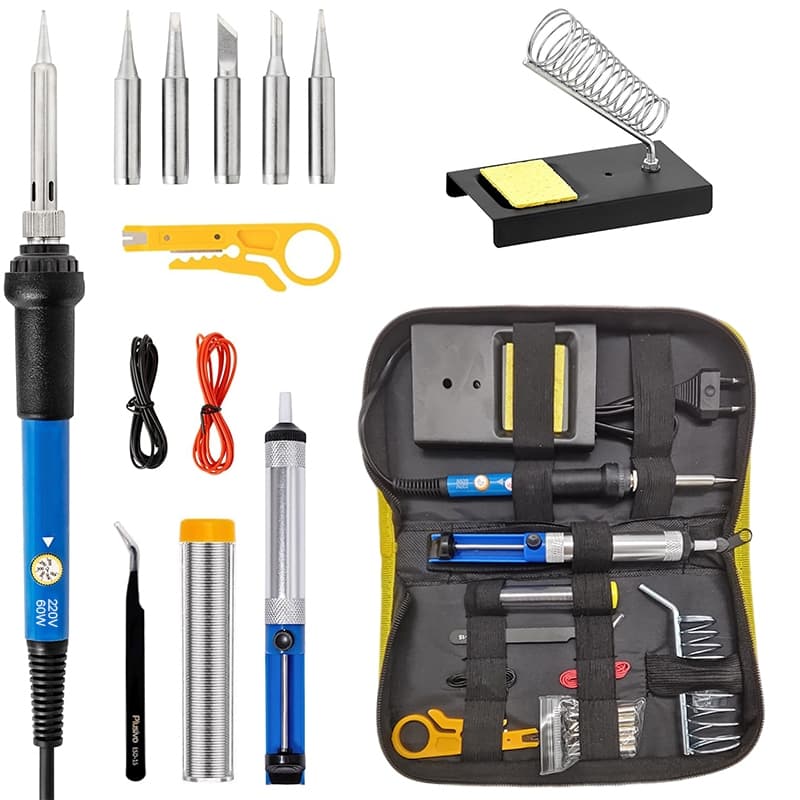 Kit Ferro De Solda + Tubete Estanho Com Resina E Sugador Solda 60W-220V Soldador Profissional