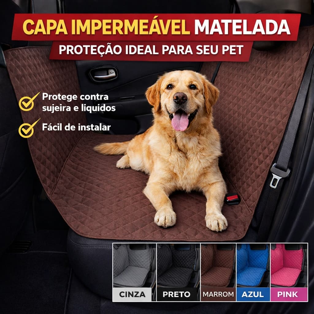 Capa Protetora de Banco para Pet Impermeável Matelada para Carro