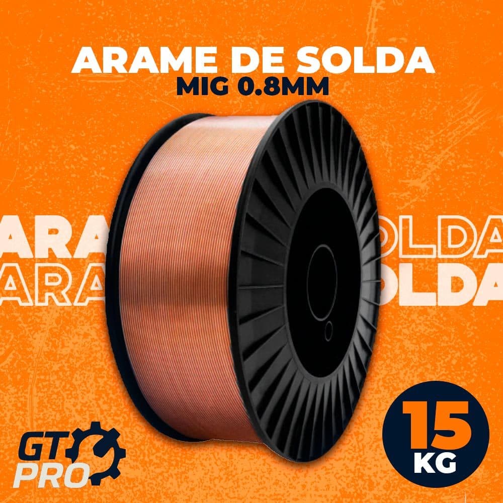 Arame de Solda MIG 0.8mm - GT PRO - 15kg ER70S-6 Soldagem de Aço Carbono Profissional Capa AWS A 5.18